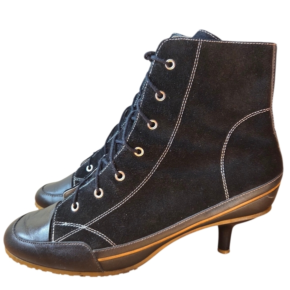 Zigi New York Kitten Low Heel Leather Lace-up Ankle Boho Casual Booties Size 10 - Picture 2 of 12